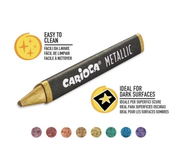 Carioca Metallic Wax Crayons 8'li